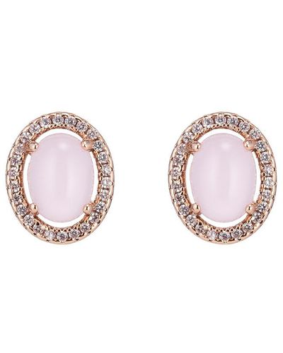 Eye Candy LA Mariah Cz Crystal Rose Quartz Stud Earring - Pink