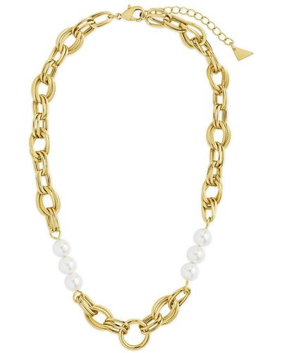 Sterling Forever 14k Plated 9mm Pearl Ivanna Necklace - Metallic