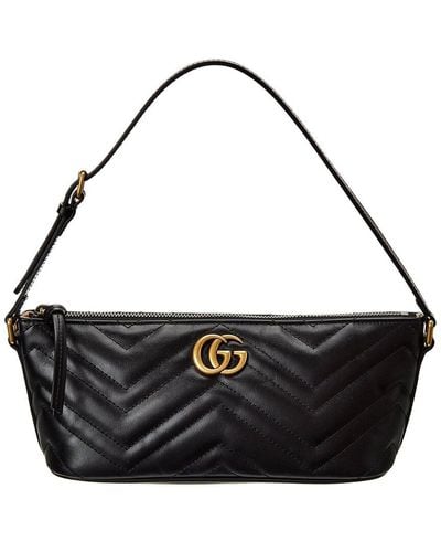 Gucci GG Marmont Leather Shoulder Bag - Black
