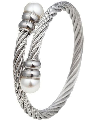 Eye Candy LA The Luxe Collection Titanium Pearl Sibelle Cuff Bracelet - White