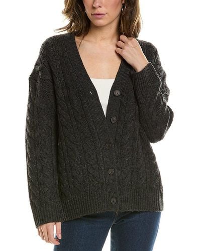 Vince Twisted Cable Oversized Wool & Cashmere-blend Cardigan - Black