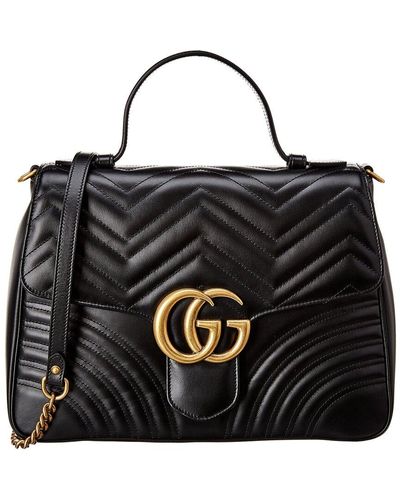Gucci GG Marmont Medium Matelasse Leather Top Handle Satchel - Black