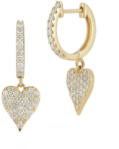 Nephora 14k 0.48 Ct. Tw. Diamond Dangle Heart Huggie Earrings - Metallic