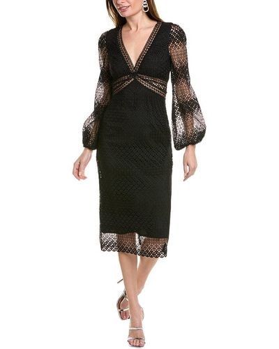 ML Monique Lhuillier Lace Midi Dress - Black