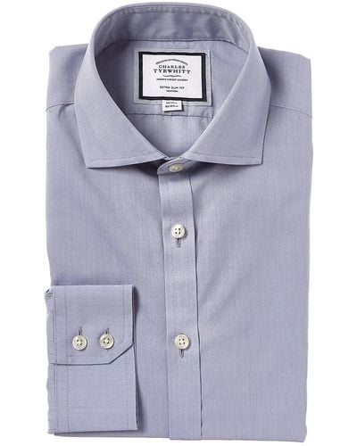 Charles Tyrwhitt Non-iron Poplin Cutaway Extra Slim Fit Shirt - Blue