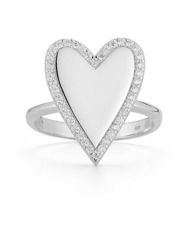 Glaze Jewelry Silver Heart Ring - White