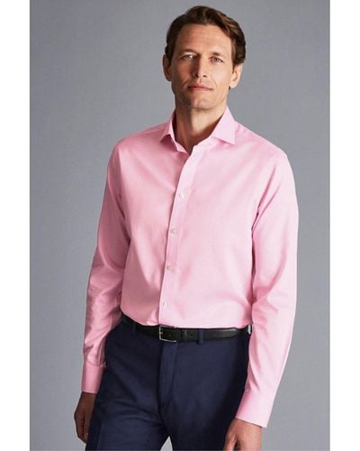 Charles Tyrwhitt Non-iron Puppytooth Slim Fit Shirt - Pink