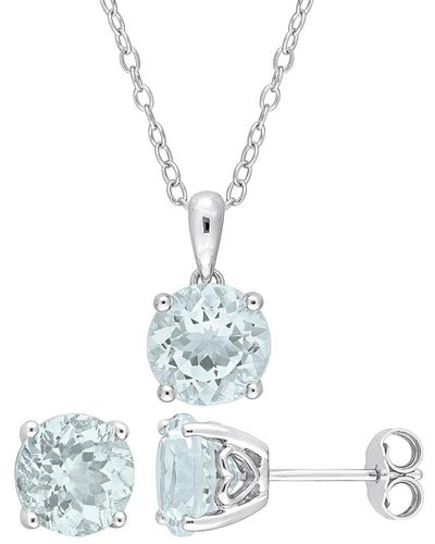 Rina Limor Silver 4.95 Ct. Tw. Aquamarine 2pc Jewellery Set - White