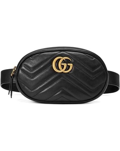 Gucci GG Marmont Matelasse Leather Belt Bag - Black