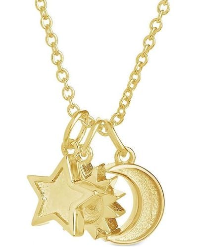 Sterling Forever 14k Plated Sun, Star, And Moon Charm Necklace - Metallic