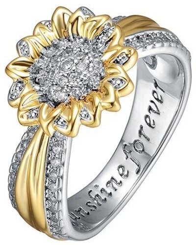 Rachel Glauber Two-tone Plated Cz Ring - Multicolor