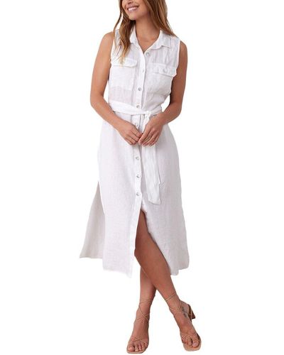 Bella Dahl Sleeveless Utility Duster Linen Dress - White
