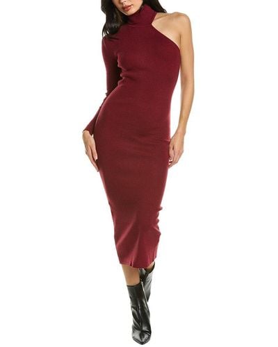 Bardot One-sleeve Knit Dress - Red