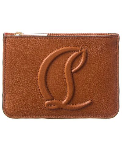 Christian Louboutin By My Side Leather Card Case - Brown