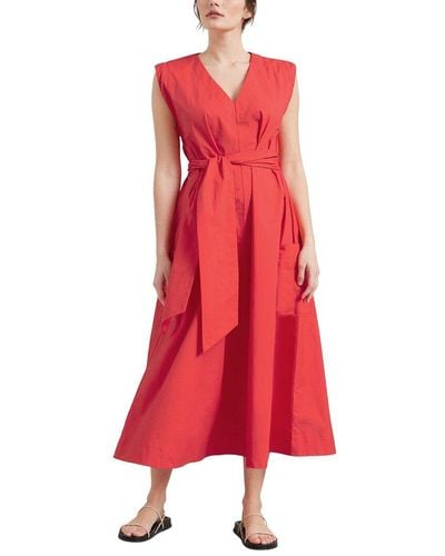 MODERN CITIZEN Sloane V-neck Tie-waist Dress - Red