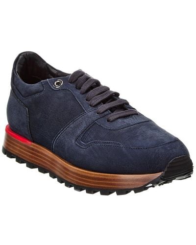 Isaia Leather Sneaker - Blue