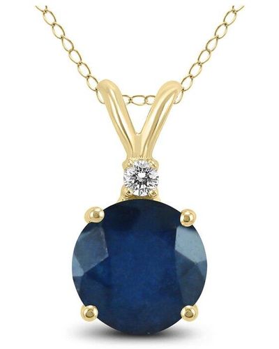 Gemstones 14k 0.92 Ct. Tw. Diamond & Sapphire Necklace - Blue