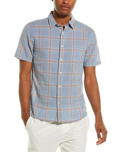 Vince Classic Fit Linen-blend Woven Shirt - Blue