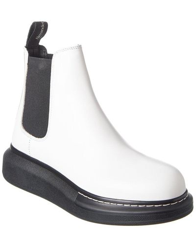 Alexander McQueen Contrast Leather Chelsea Boot - White