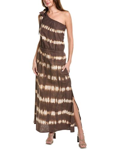 Sole One-shoulder Linen-blend Maxi Dress - Brown