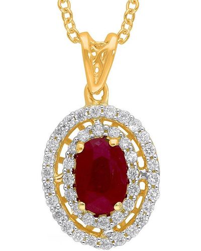 Kallati 14k 0.75 Ct. Tw. Diamond & Ruby Necklace - Red
