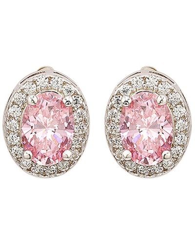 Suzy Levian Silver 0.02 Ct. Tw. Diamond & Gemstone Earrings - Pink