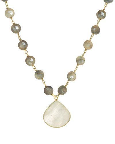 Rachel Reinhardt Jewelry Over Gemstone Pendant Necklace - Metallic