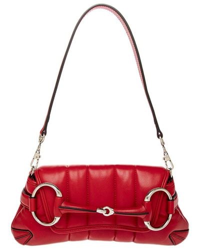 Gucci Horsebit Small Leather Shoulder Bag - Red