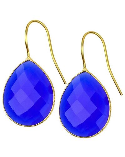 Saachi Chalcedony Single Drop Earrings - Blue