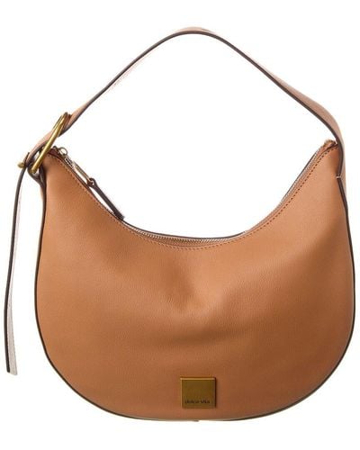 Dolce Vita Adjustable Leather Shoulder Hobo Bag - Brown