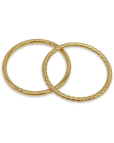 Adornia 14k Plated Stacking Ring Set - Metallic