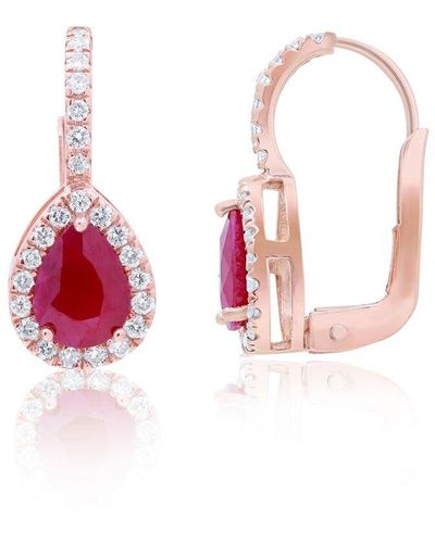 Diana M. Jewels Fine Jewelry 14k Rose Gold 1.63 Ct. Tw. Diamond & Ruby Earrings - Pink
