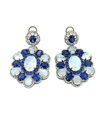 Arthur Marder Fine Jewelry Silver 1.75 Ct. Tw. Diamond Earrings - Blue