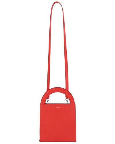 MEDEA Leather Top Handle Bag - Red