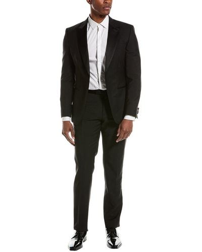 BOSS Wool, Mohair & Silk-blend Suit With Flat Front Pant - Black