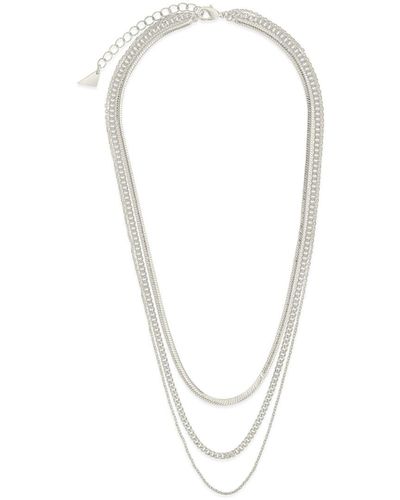 Sterling Forever Rhodium Plated Brenna Layered Chain Necklace - White