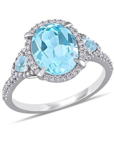 Rina Limor 14k 4.31 Ct. Tw. Diamond & Sky Blue Topaz Ring