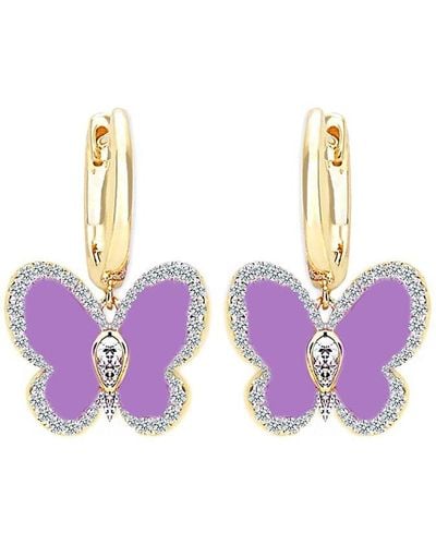 Gabi Rielle 14k Over Silver Enamel Butterfly Earrings - Multicolour