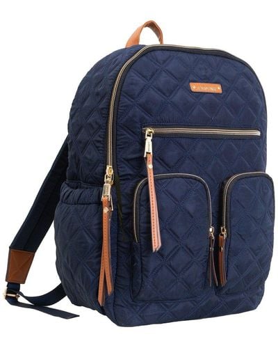 Joan & David Diamond Quilted Nylon Backpack - Blue