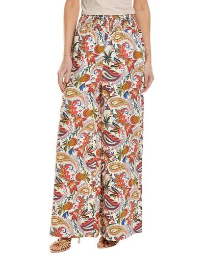 Boden Linen Shirred Waist Trouser - Multicolor