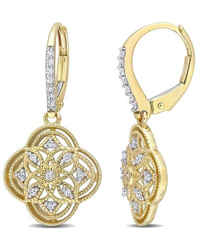 Rina Limor 10k 0.17 Ct. Tw. Diamond Lace Floral Earrings - Metallic