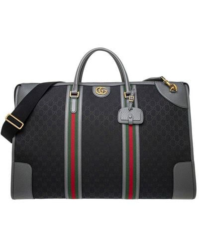 Gucci GG Bauletto Canvas & Leather Duffel Bag - Black