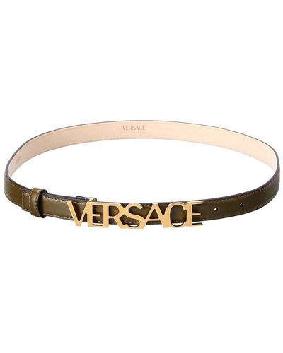 Versace Logo Buckle Leather Belt - Green