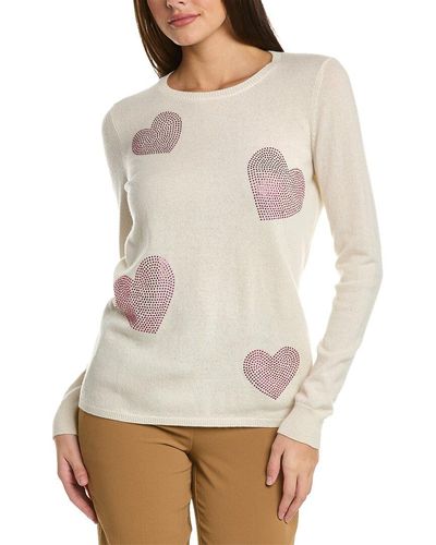 Sofiacashmere Hearts Cashmere Sweater - White
