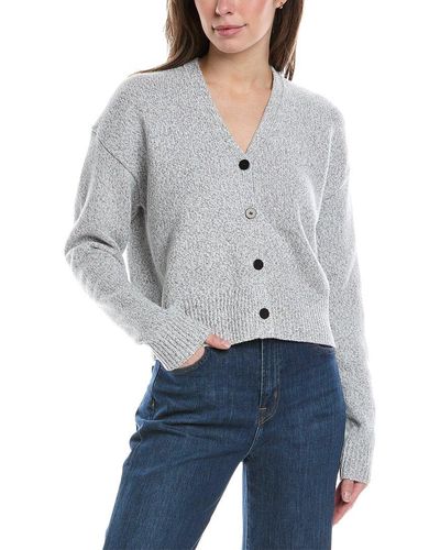 Theory Cropped Wool & Cashmere-blend Cardigan - Gray