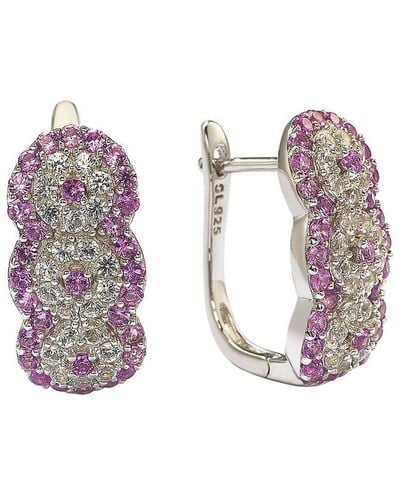 Suzy Levian Silver Diamond & Sapphire Earrings - Metallic