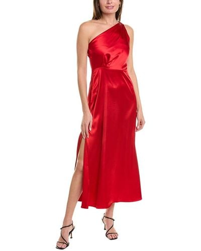 Rachel Parcell One-shoulder Satin Midi Dress - Red