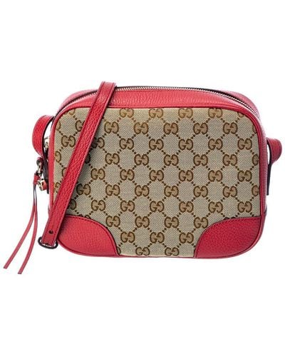 Gucci GG Canvas & Leather Crossbody - Red