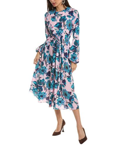 Diane von Furstenberg Sydney Silk-blend Midi Dress - Blue