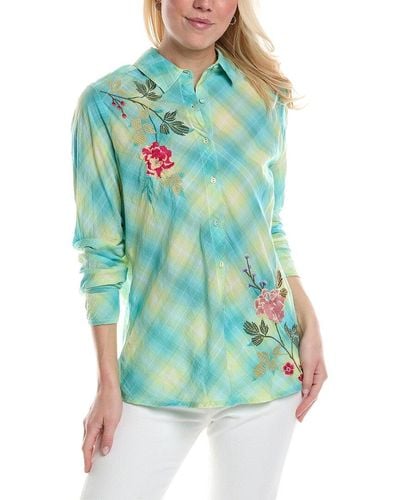 Johnny Was Adele Button Down Shirt - Green